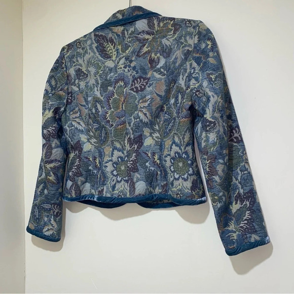 Women’s Vintage Victorian Floral Talbots brand Blazer Jacket blue Velvet size  2 - Picture 9 of 13